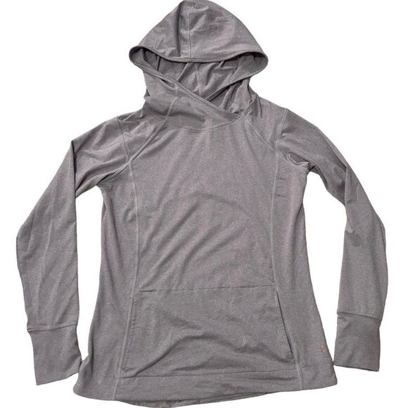 Danskin Gray Pullover Hoodie Tunic Top Size Small w Thumb Holes & Front Pocket - Picture 1 of 7